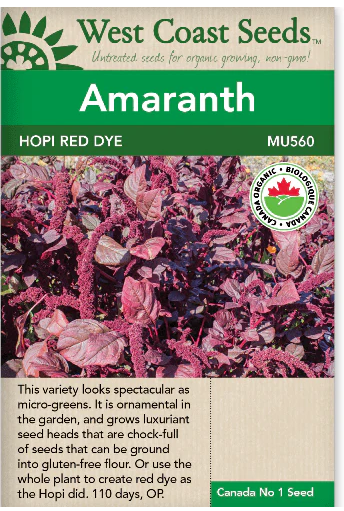 Amaranth Hopi red dye Certified Organic